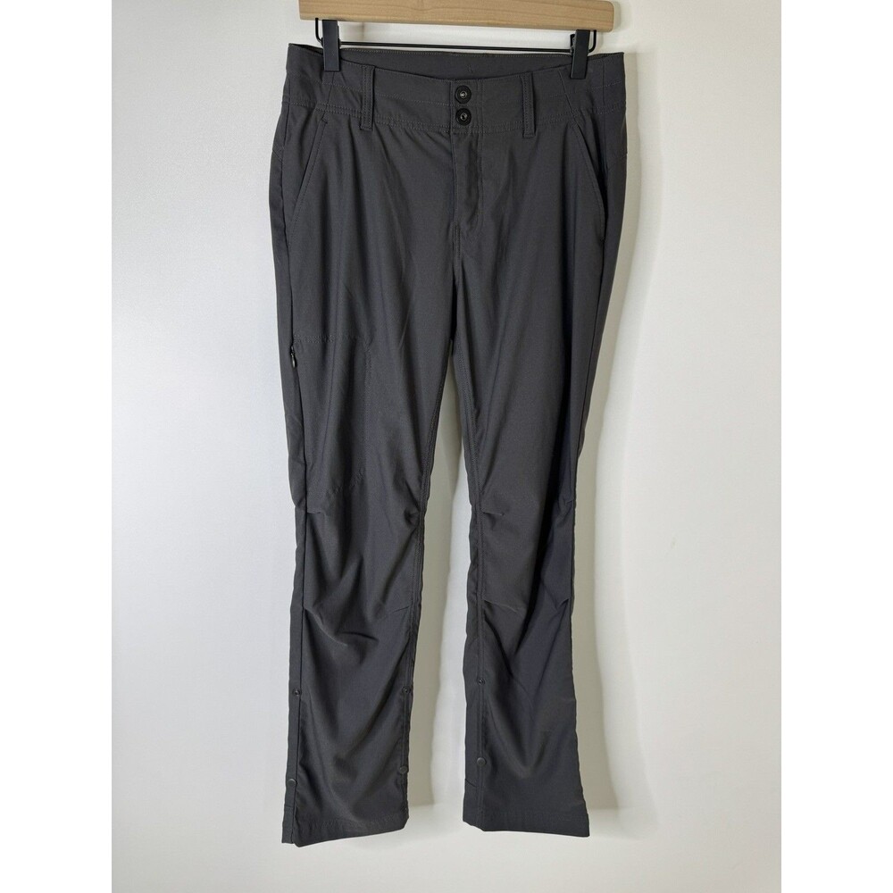 prAna Alana Pants Size 10 Gray Straight Nylon Stretch Hiking Roll Up Snap